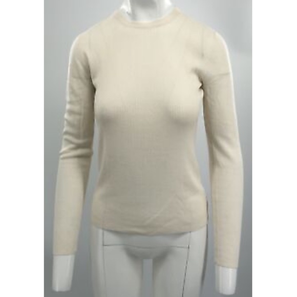 Michael Kors Cashmere Off-White Long Sleeve Ribbed T-Shirt sz M